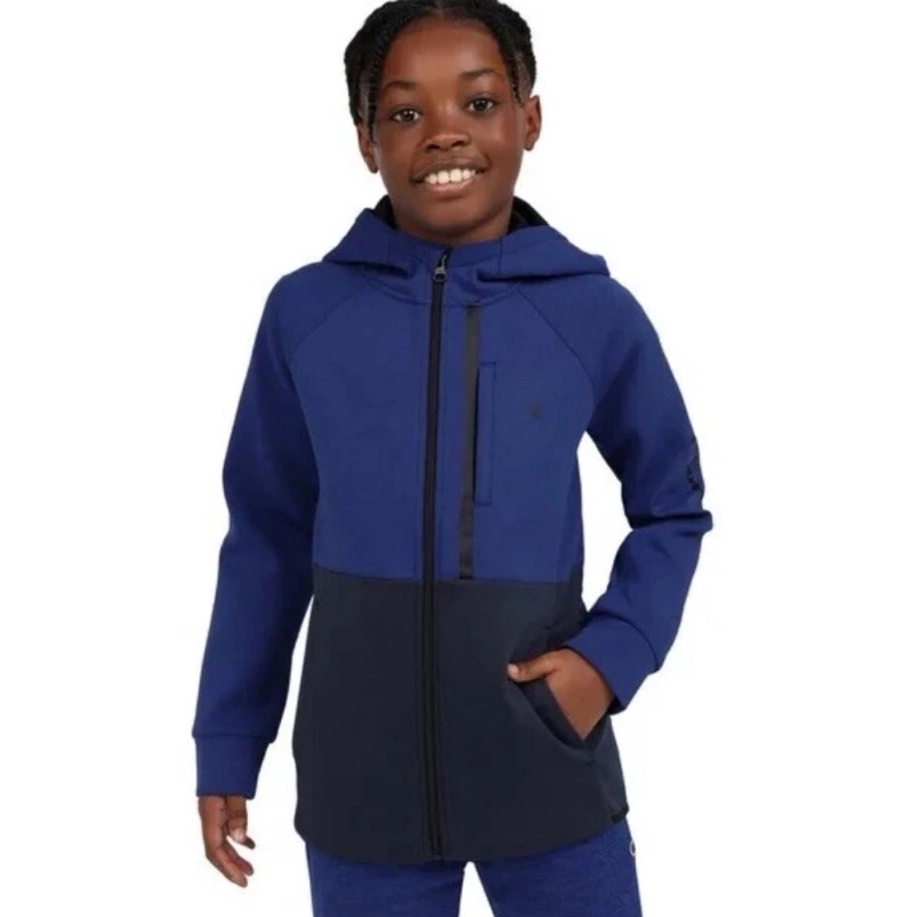 Champion Youths Full Zip Hoodie Sweatshirt Blue And Black Size Xs 5-6 Nwt